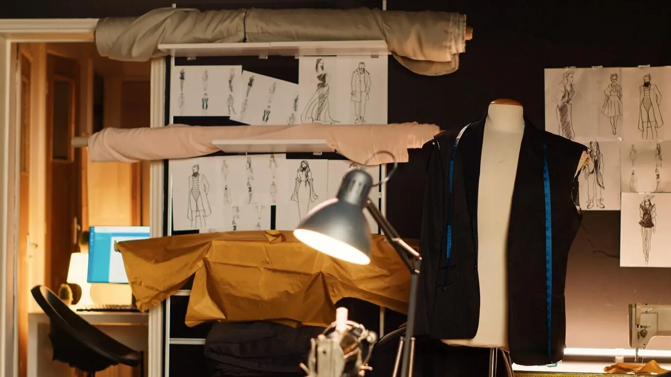 Industrielle Schaufensterpuppe und Zeichnungen